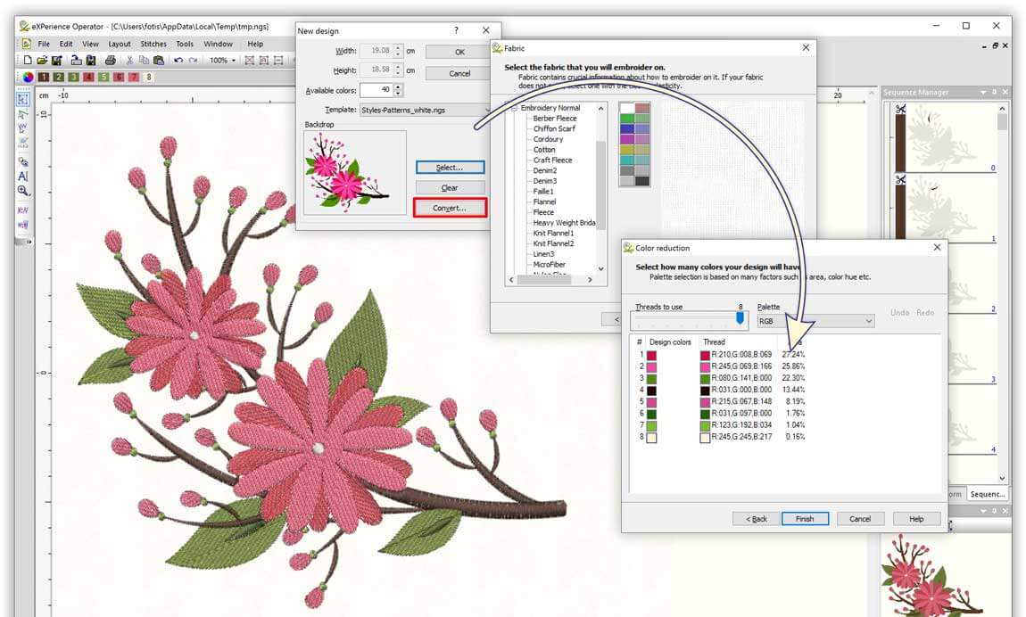 Convert Vector (.cmx, .svg etc.) images into editable embroidery designs