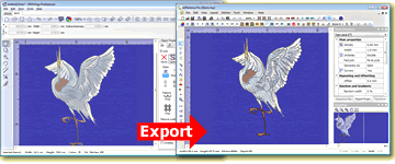 Direct communication with Corel DRAWings 2 embroidery software 