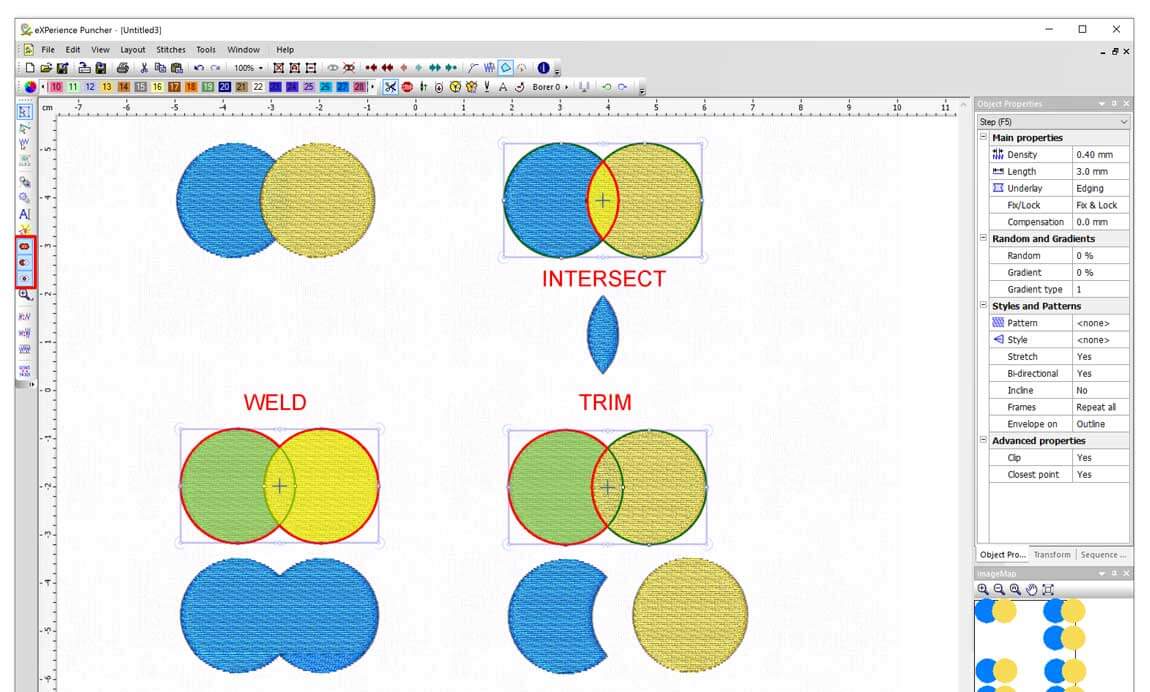 Apply transformations Weld - Trim - Intersect on objects