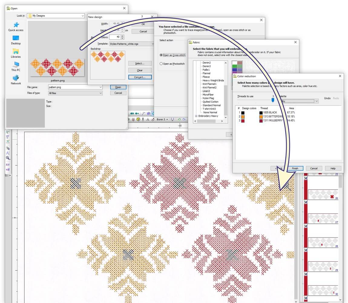 Convert image to Cross-stitch design automatically