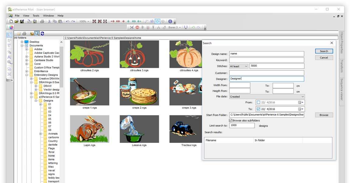Embroidery file browser - Search your designs