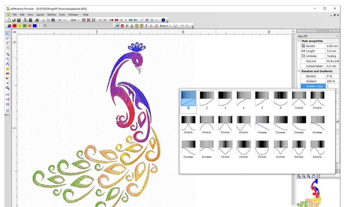 Advanced color blending: gradient on step/piping fills